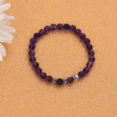 Purple Gems Stone Stretch Bracelet in Sterling Silver